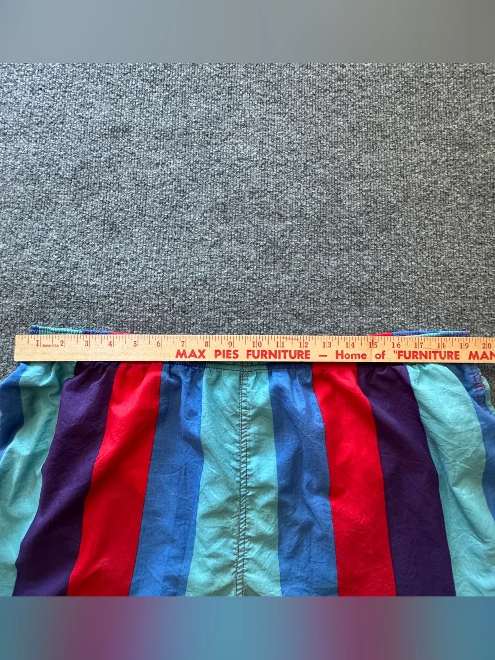 Vintage Pacific Scene Swim Trunks XL 80s 90s Rainbow Stripe Retro Surf Shorts